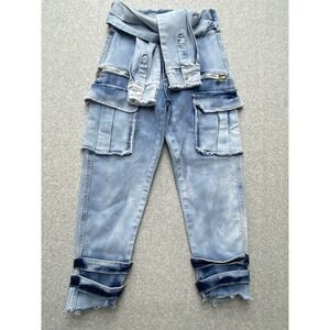 My Boo Jeans Womens Small 26x22 Blue Denim Light Wash High Rise Boho Street Look